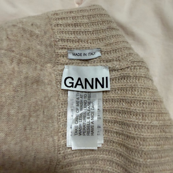 Ganni Beige Wool Ribbed Beanie - Picture 5 of 6